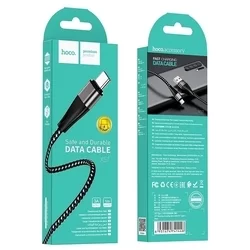 Kábel: HOCO X57 - USB / Type-C (USB-C) fekete szövet adatkábel 1m, 3A-4
