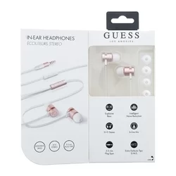 Headset: GUESS - fehér / rose gold, hangerőszabályzós stereo headset audio csatlakozóval-2