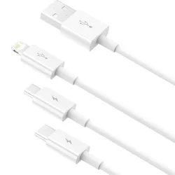 Baseus CAMLTYS-02 Superior 3v1 kábel - (USB - lightning / Type-C / MicroUSB) fehér töltőkábel 2A, 1,5 m-5