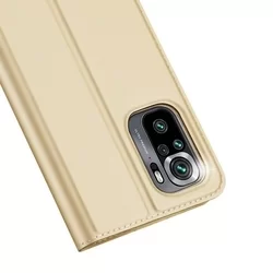 Telefontok Xiaomi Redmi Note 10 - Dux Ducis arany flipcover tok-4