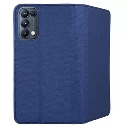 Telefontok Oppo Reno5 5G - kék mágneses szilikon keretes könyvtok-2