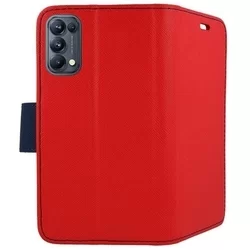 Telefontok Oppo Reno5 5G - Fancy piros-kék mágneses szilikon keretes könyvtok-2