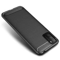 Telefontok Xiaomi Poco M3 - Carbon Fiber fekete szilikon tok-1