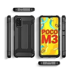 Telefontok Xiaomi Redmi 9T / Poco M3 - Forcell Defender fekete ütésálló hátlap tok-2