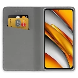 Telefontok Xiaomi Poco F3 / Xiaomi Mi 11i - arany mágneses szilikon keretes könyvtok-1