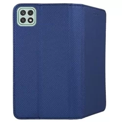 Telefontok Samsung Galaxy A22 5G - kék mágneses szilikon keretes könyvtok-1