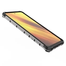 Telefontok Xiaomi Poco X3 NFC / Poco X3 Pro - Hexagon mintás ütésálló áttetsző műanyag tok, szilikon peremmel-3