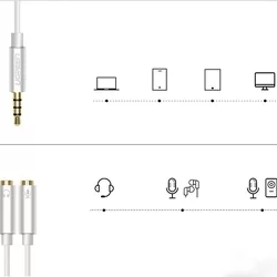 Kábel: UGreen - Audio elosztó kábel, mikrofon és fejhallgató végekkel / jack (3.5mm) csatlakozó - fekete/szürke-1