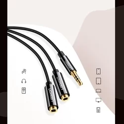 Kábel: UGreen - Audio elosztó kábel, mikrofon és fejhallgató végekkel / jack (3.5mm) csatlakozó - fekete-5