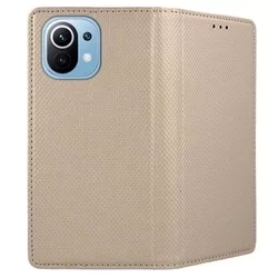 Xiaomi 11 Lite 5G NE / Mi 11 Lite Telefontok - arany mágneses szilikon keretes könyvtok-2