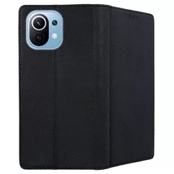 Xiaomi 11 Lite 5G NE / Mi 11 Lite Telefontok - fekete mágneses szilikon keretes könyvtok-1