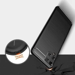 Telefontok Samsung Galaxy A22 LTE / 4G - Carbon Fiber fekete szilikon tok-2