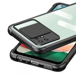 Telefontok Samsung Galaxy A22 5G - TECH-PROTECT csúsztatható kameravédős átlátszó fekete keretes hátlap tok-6