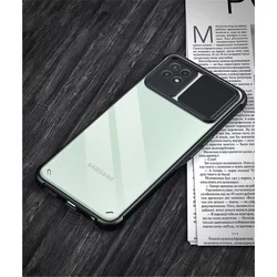 Telefontok Samsung Galaxy A22 5G - TECH-PROTECT csúsztatható kameravédős átlátszó fekete keretes hátlap tok-8