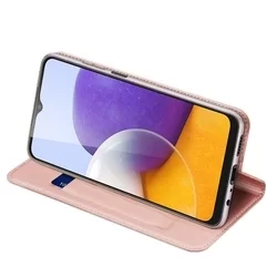 Telefontok Samsung Galaxy A22 LTE / 4G - Dux Ducis rose gold flipcover tok-3