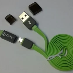Kábel: TiPX 2in1 micro usb iPhone készülékhez zöld adatkábel-1