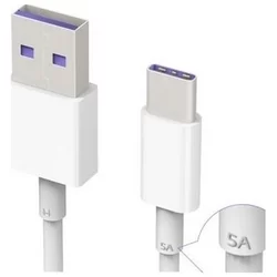 Kábel: HUAWEI HL-1289 TYPE-C (USB-C) / USB fehér gyári adatkábel 1méter 5A-1