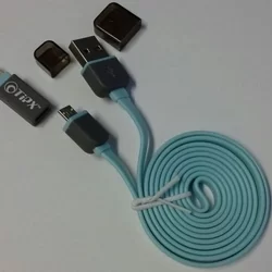Kábel: TiPX 2in1 - Lightning - MicroUSB / USB világoskék adatkábel, 2,1A-1