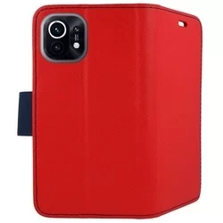 Telefontok Xiaomi Mi 11 - Fancy piros-kék mágneses szilikon keretes könyvtok-1
