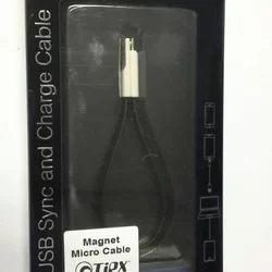 Kábel: TiPX mágneses fekete micro Usb adatkábel (22cm, nagy sebességű)-1