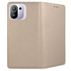 Xiaomi Mi 11 Pro Telefontok - arany mágneses szilikon keretes könyvtok-2