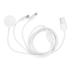 C3166 3in1 - (USB / Lightning, Type-C, Apple Watch) fehér kábel, 2A-1