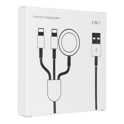 C3166 3in1 - (USB / Lightning, Type-C, Apple Watch) fehér kábel, 2A-2