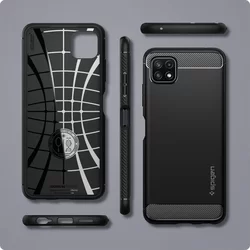 Telefontok Samsung Galaxy A22 5G - SPIGEN Rugged Armor fekete tok-1