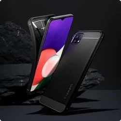 Telefontok Samsung Galaxy A22 5G - SPIGEN Rugged Armor fekete tok-3