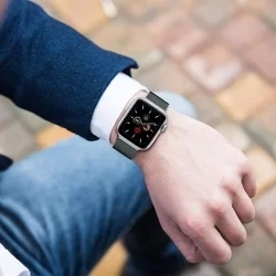 Apple Watch 2 / 3 / 4 / 5 / 6 / 7 / 8 / 9 / SE (38/40/41 mm) - mágneses fekete fémszíj-1