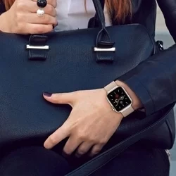 Apple Watch 2 / 3 / 4 / 5 / 6 / 7 / 8 / 9 / SE (38/40/41 mm) - mágneses arany fémszíj-1