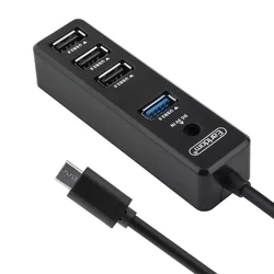 Adapter: Earldom ET-HUB08 - 4in1 USB / Type-C USB-C), fekete adapter-1