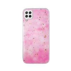 Telefontok Samsung Galaxy A22 LTE / 4G - Gold Glam pink - mintás műanyag hátlap tok, szilikon kerettel-1