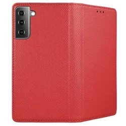 Telefontok Samsung Galaxy S21 FE - piros mágneses szilikon keretes könyvtok-2