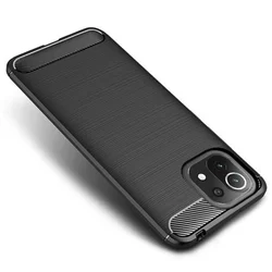 Telefontok Xiaomi 11 Lite 5G NE / Mi 11 Lite - Carbon Fiber fekete szilikon tok-1