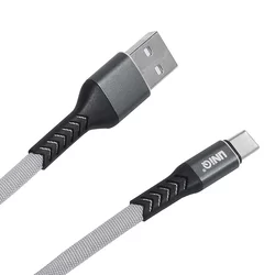 Kábel: UNIQ - szürke szövet Type-C (USB-C) / USB gyorstöltő 2m kábel, 1,6A-1