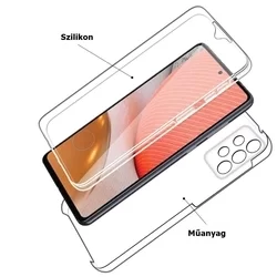 Telefontok Samsung Galaxy A72 / A72 5G - átlátszó szilikon előlap + plexi hátlapi tok 360°-2