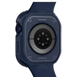 Apple Watch 4 / 5 / 6 / SE (44 mm) okosóra tok - SPIGEN Rugged Armor kék szilikon tok-3