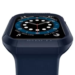 Apple Watch 4 / 5 / 6 / SE (44 mm) okosóra tok - SPIGEN Rugged Armor kék szilikon tok-4
