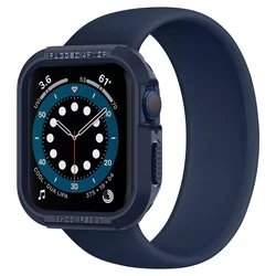 Apple Watch 4 / 5 / 6 / SE (44 mm) okosóra tok - SPIGEN Rugged Armor kék szilikon tok-2