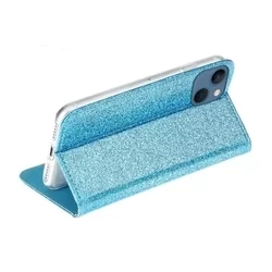 Telefontok iPhone 13 - kék Shiny mágneses szilikon keretes könyvtok-2