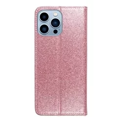 Telefontok iPhone 13 Pro Max - pink Shiny mágneses szilikon keretes könyvtok-2