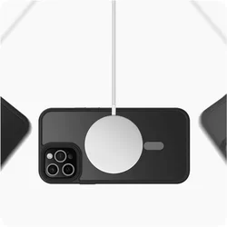 Telefontok iPhone 13 Pro - Tech-Protect Magmat MagSafe kompatibilis áttetsző műanyag hátlap tok, fekete szilikon kerettel-1