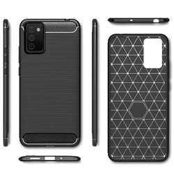 Telefontok Samsung Galaxy A03s - Carbon Fiber fekete szilikon tok-1