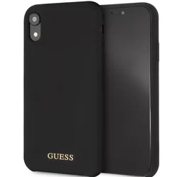 Telefontok iPhone XR - Guess Szilikon Arany Logo Tok - Fekete-1