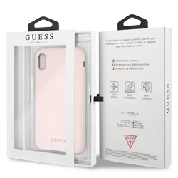 Telefontok iPhone XR - Guess Szilikon Tok Arany Logo - Halvány Rózsaszín-3