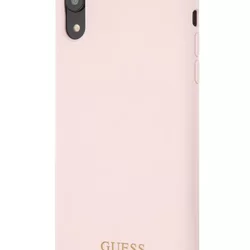 Telefontok iPhone XR - Guess Szilikon Tok Arany Logo - Halvány Rózsaszín-4
