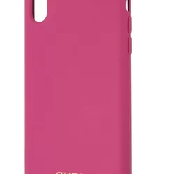 Telefontok iPhone XR - Guess Szilikon tok Arany Logo - Rózsaszín-2