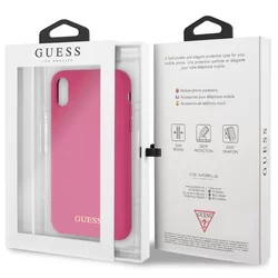 Telefontok iPhone XR - Guess Szilikon tok Arany Logo - Rózsaszín-4