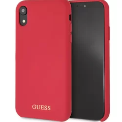 Telefontok iPhone XR - Guess Szilikon Arany Logo Tok - Piros-1
